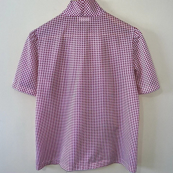 Vintage| 1970s D’Allaird’s Red/White Houndstooth Button Up Shirt Bow Collar 4 - Picture 5 of 6